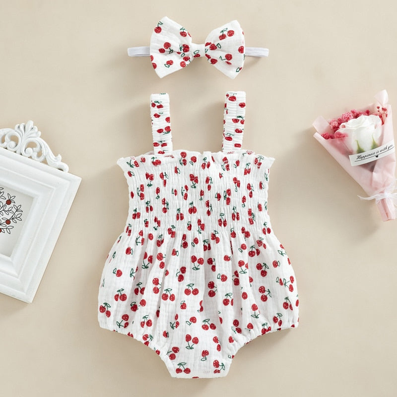Cinched Summer Fruit Romper & Headband