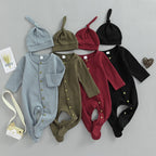 Button Baby Solid Footie Onesie with Hat
