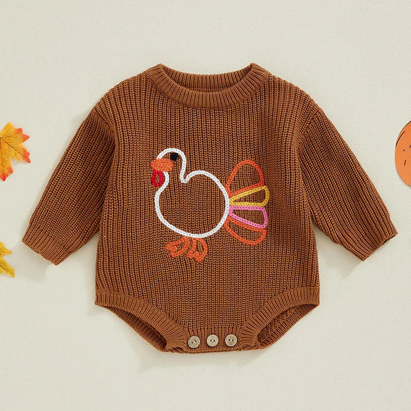 Fall Knitted Turkey Onesie