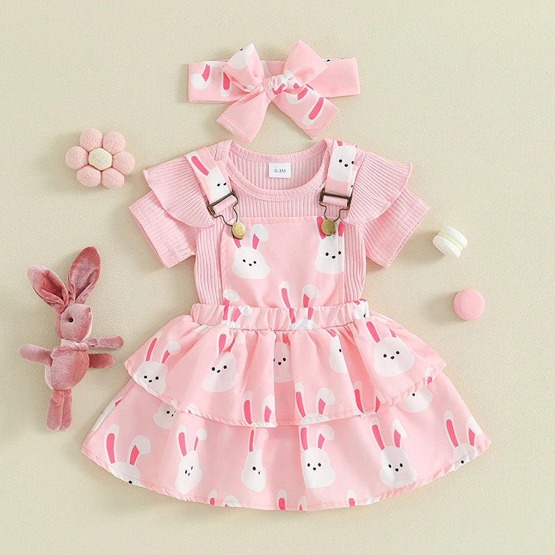 Bunny Ruffle Overalls Easter Dress Outfit