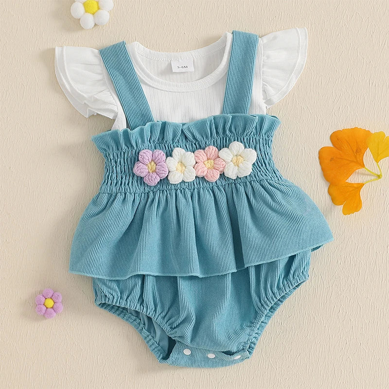 Ruffled Flower Romper Outfit