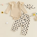 Ribbed Ruffle Polka Dot Outfit & Bow
