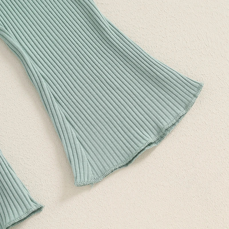 Ribbed Ruffles Patterned Top & Pants