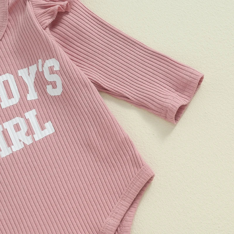 Ribbed Daddy's Girl Onesie Pant & Headband 3Pcs (Multiple Colors)