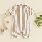 Striped Collared Pocket Romper