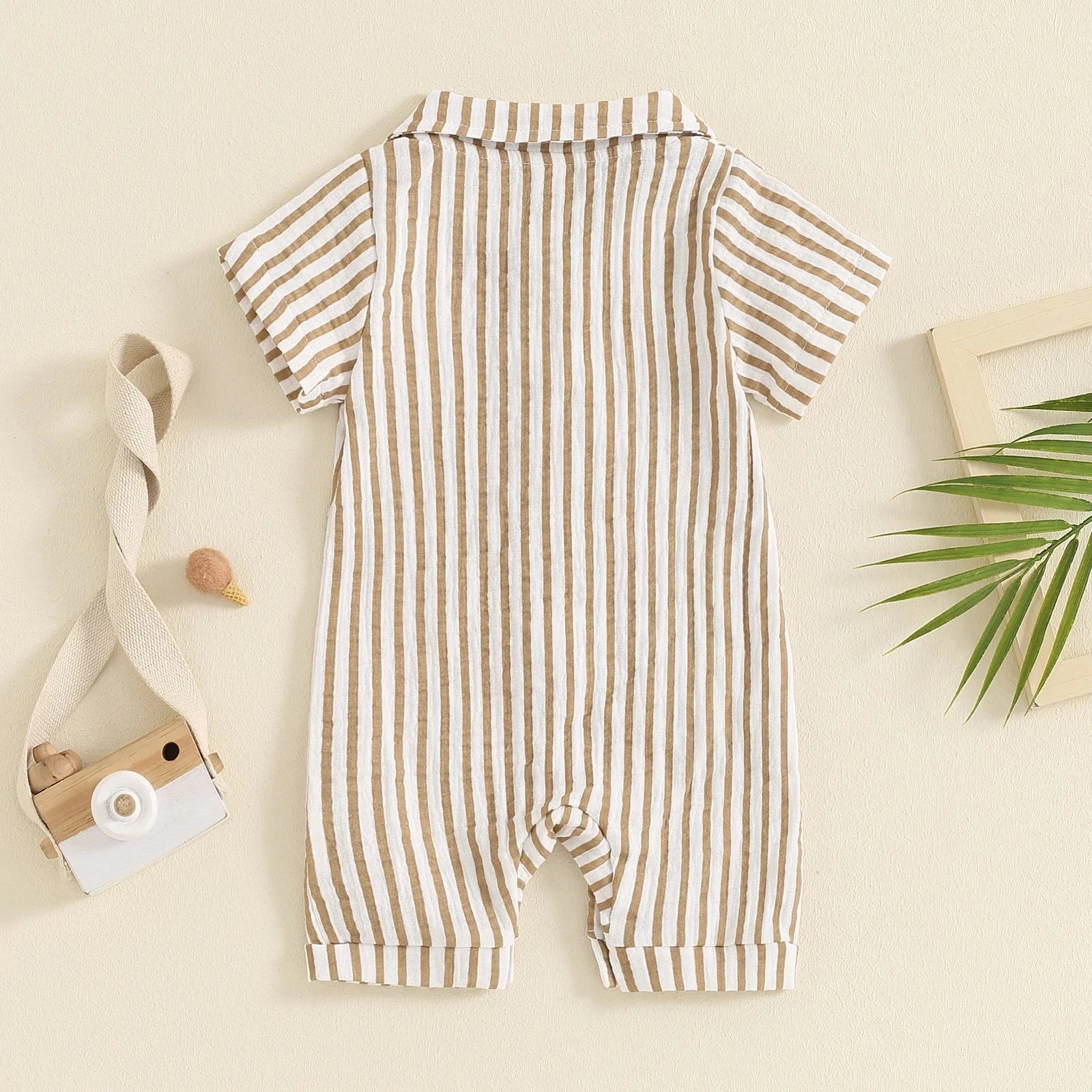 Striped Collared Pocket Romper