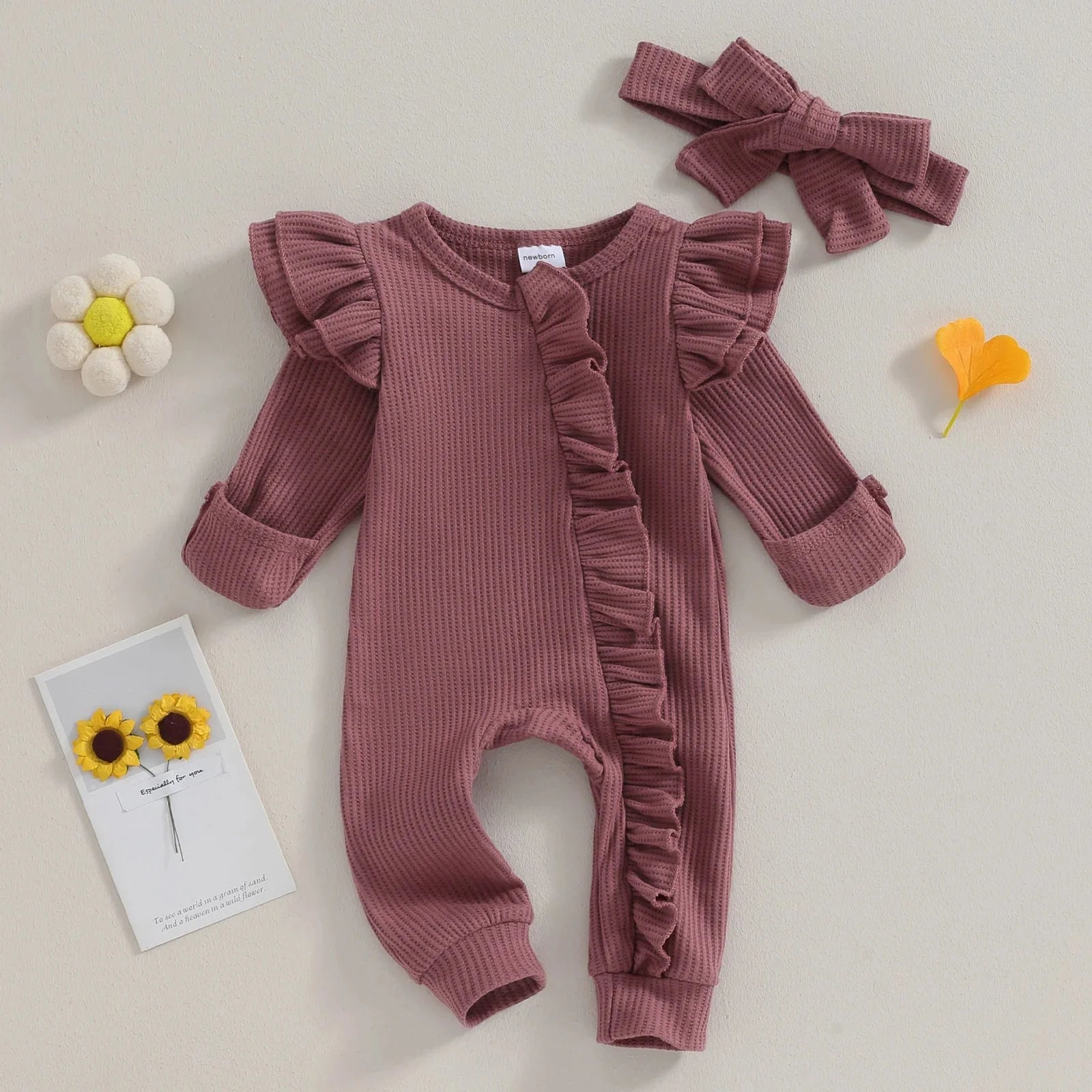 Solid Ruffled Ophelia Onesie & Bow