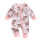 Ribbed Cow Full Sleeve Romper