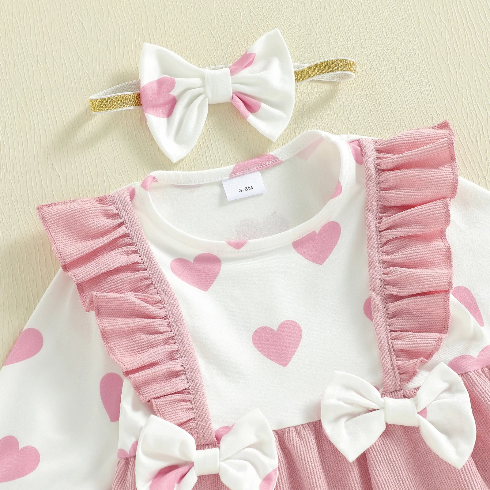 Sweetheart Baby Girl Ruffle Bow Jumpsuit Set 💕