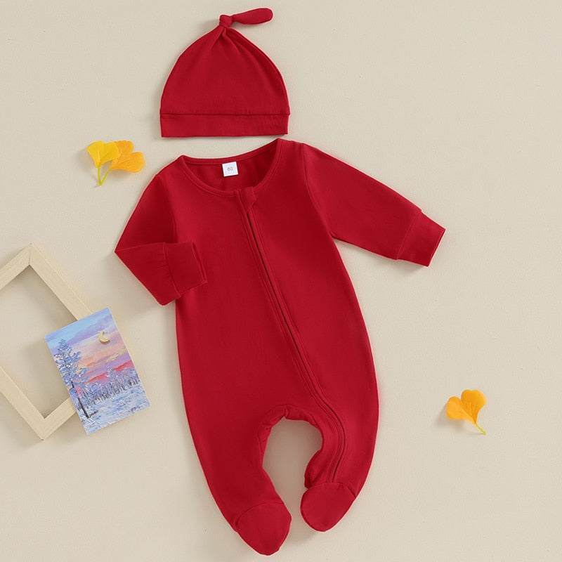 Footie Zipper Onesie & Hat