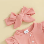 Ruffled Ribbed Solid Onesie & Bow