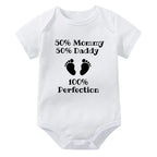 50% Mommy 50% Daddy 100% Perfection Onesie (Multiple Colors)