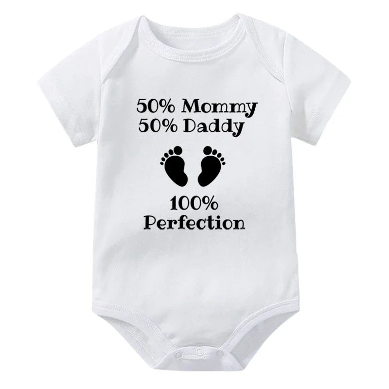 50% Mommy 50% Daddy 100% Perfection Onesie (Multiple Colors)