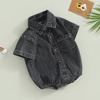 Collared Denim Romper