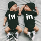 Twin Matching Black Baby Bodysuits – TW & IN