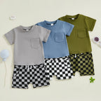 Pocket T-shirt & Checkered Shorts