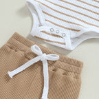 Ribbed Striped Onesie & Pants