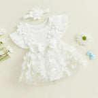 Ribbed Butterfly Flower Dress