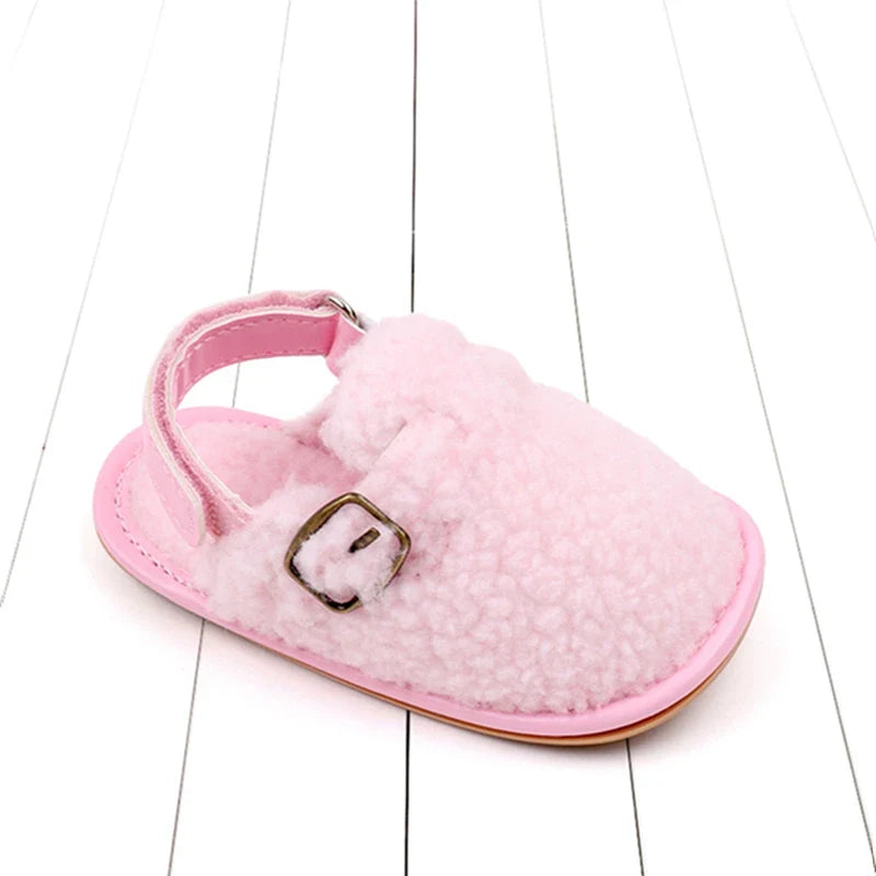 Fleece Buckle Strap Shoes