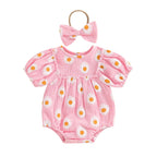 Puff Sleeve Daisy Romper & Headband