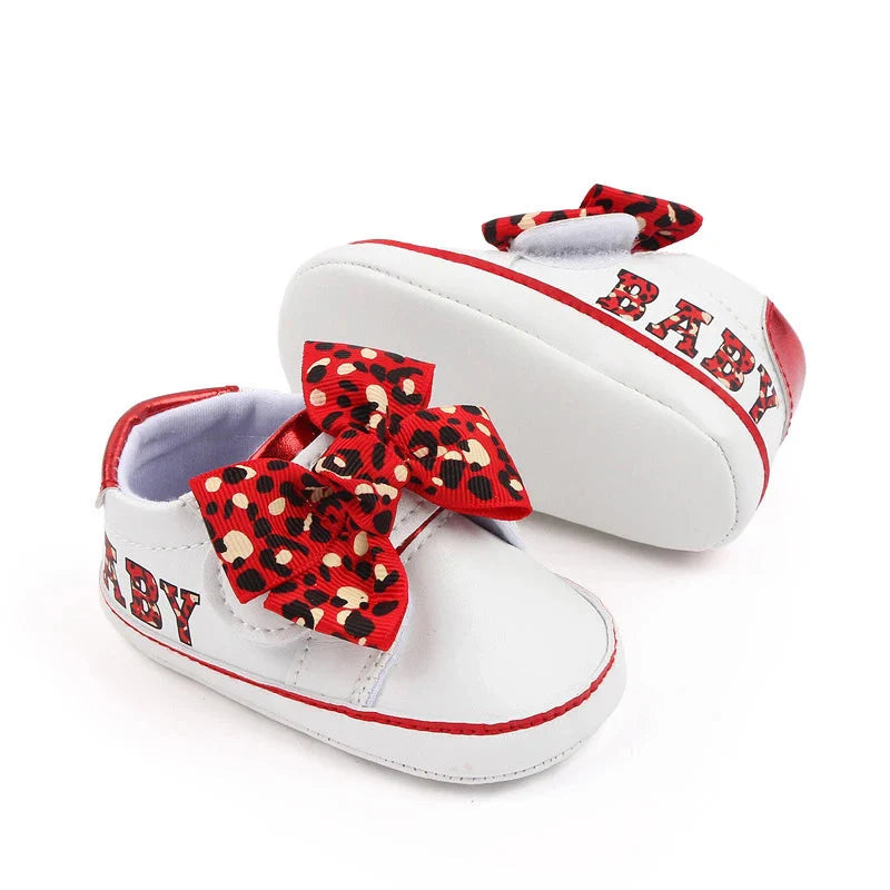 Leopard Bow Baby Sneakers