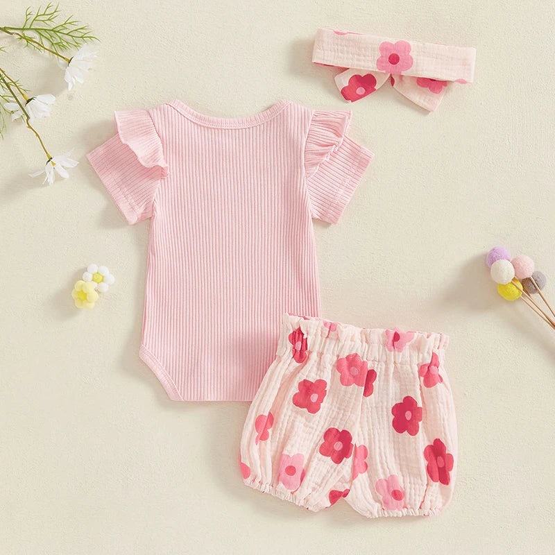 Ribbed Ruffle Flower Outfit & Bow