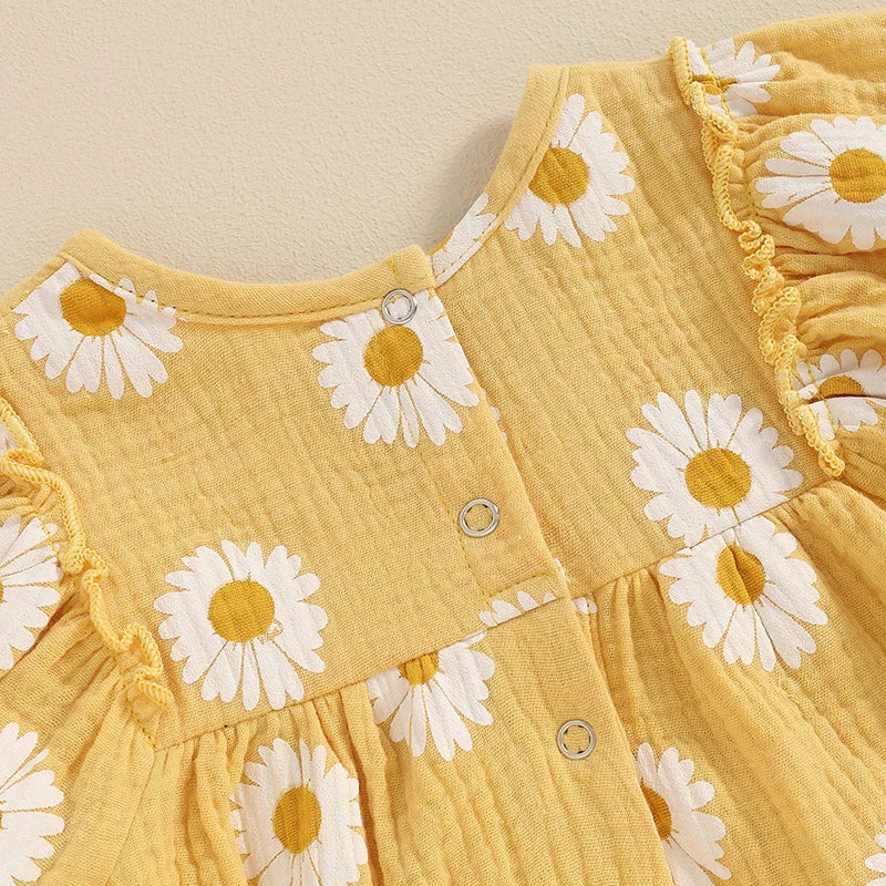 Puff Sleeve Daisy Romper & Headband
