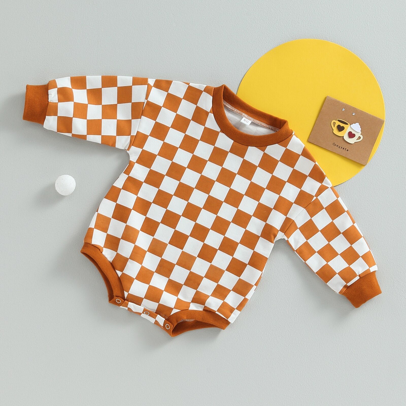 Long Sleeve Checkered Onesie