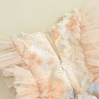 Embroidered Floral Ruffle Dress