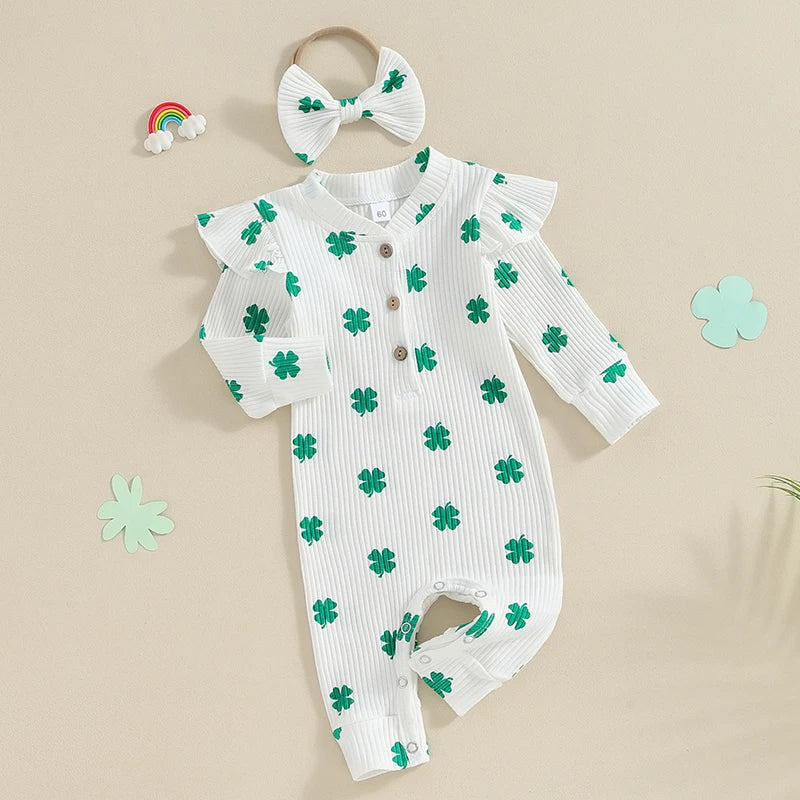 Ribbed Clover Onesie & Headband