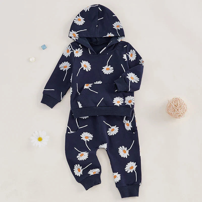 Daisy Flower Hooded Jogger Set