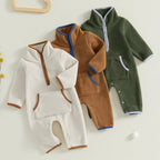 Solid Fleece Pocket Romper