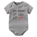 50% Mommy 50% Daddy 100% Love Onesie (Multiple Colors)