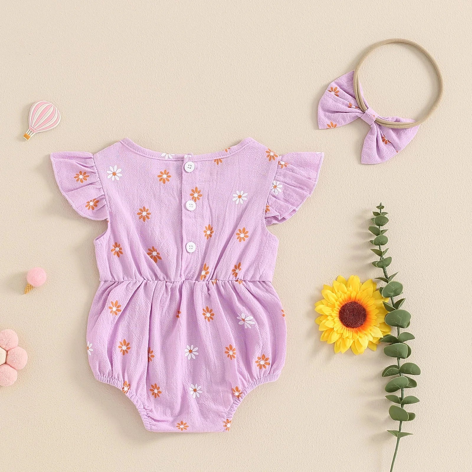 Cinched Flower Romper & Headband