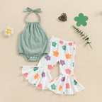 Boho Halter Floral Bell Bottoms Outfit