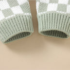 Knitted Checkered Pocket Romper
