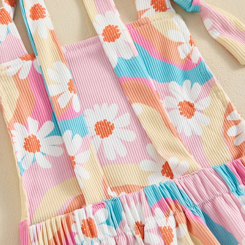 Groovy Flower Wave Bell Bottom Romper