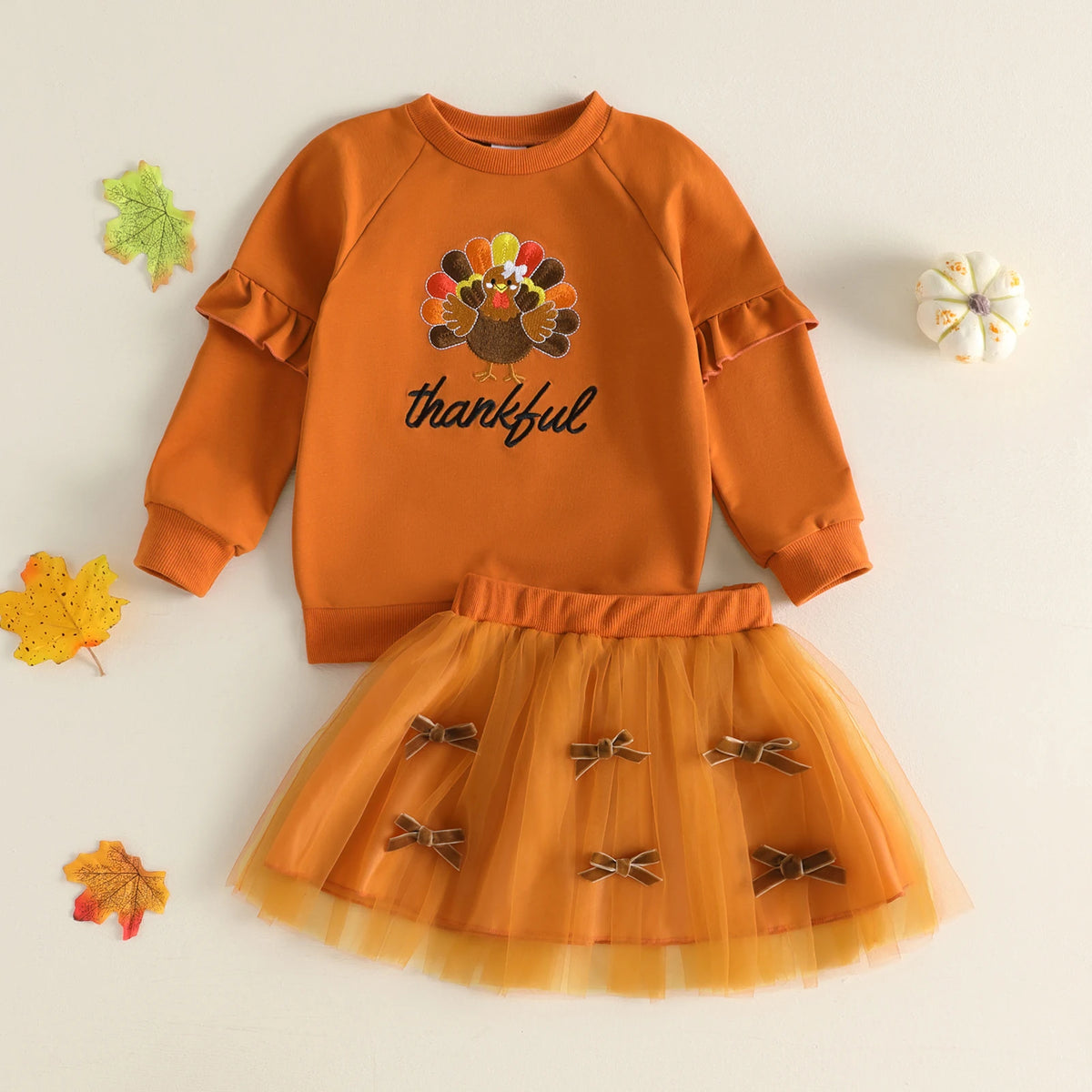 Toddler Girl Thanksgiving Sweatshirt & Tulle Skirt Set