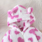 Plush Hoodie Heart Romper