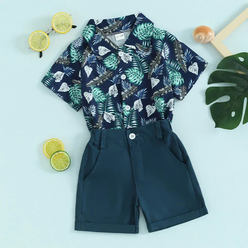 Summer Beach Days Collared Shirt & Shorts