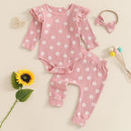 Ribbed Ruffle Daisy Outfit & Headband