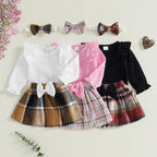 RaeAnn Ruffle Plaid Skirt Outfit & Headband