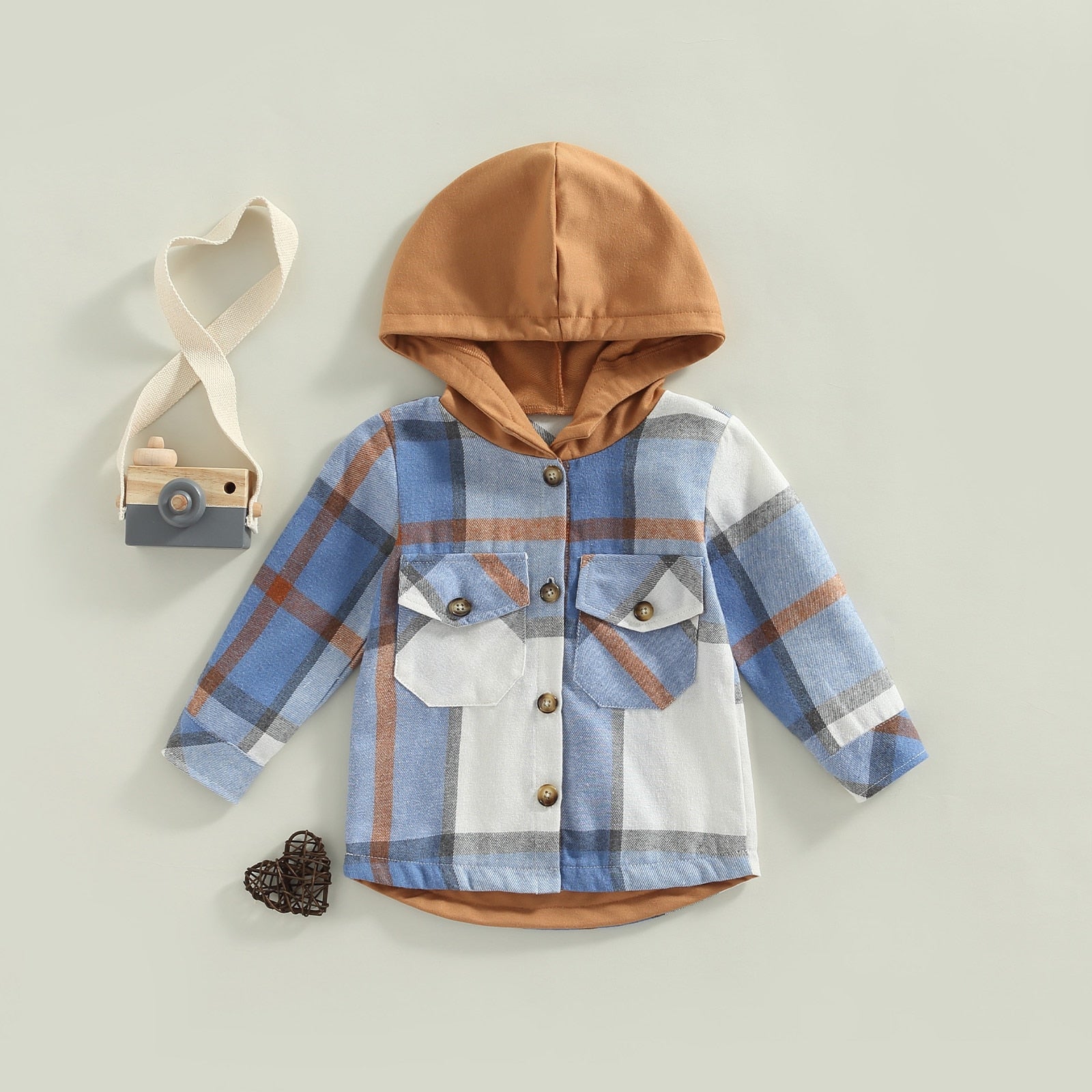 Boys Fall Plaid Hooded Flannel