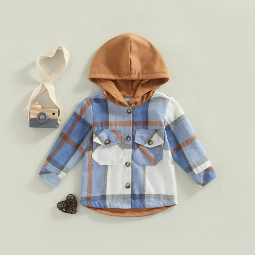 Boys Fall Plaid Hooded Flannel