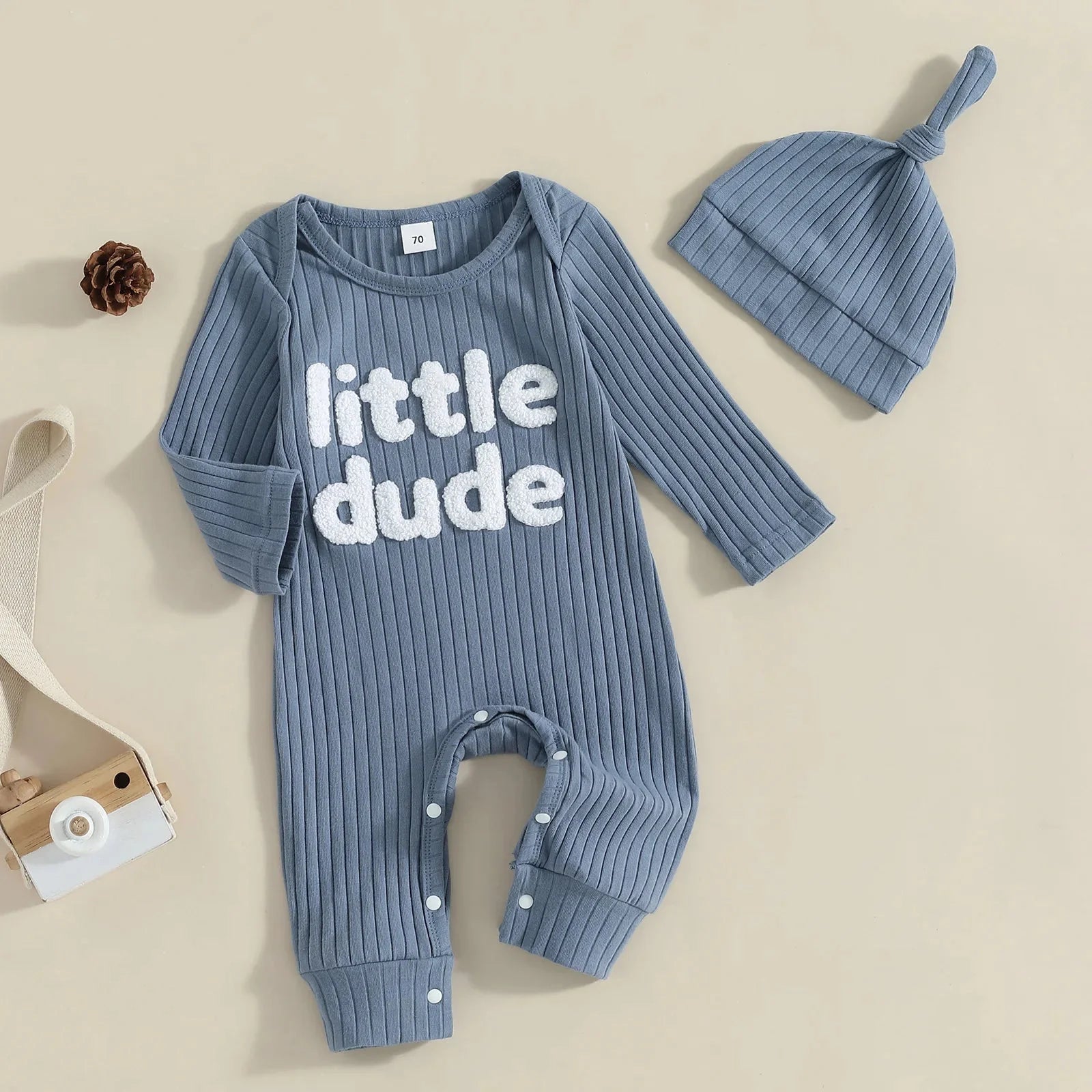 Ribbed Little Dude Onesie & Hat