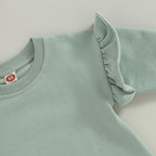 Solid Ruffle Long Sleeve Onesie