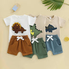 Fuzzy Embroidery Dino T-shirt & Shorts