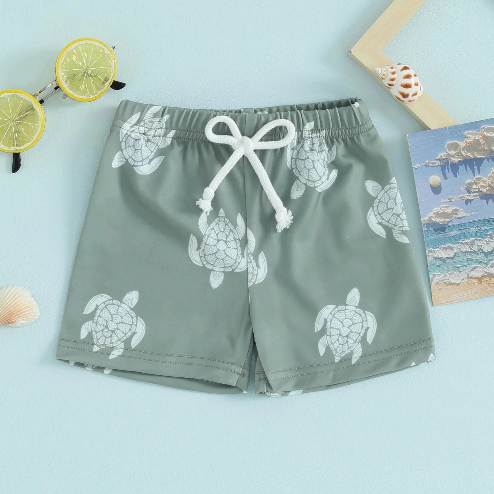 Patterned Swim Trunks