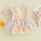 Embroidered Floral Ruffle Dress