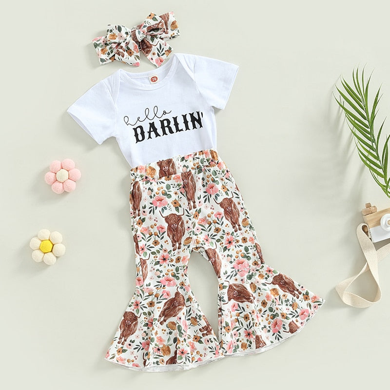 Hello Darlin' Floral Cow Outfit